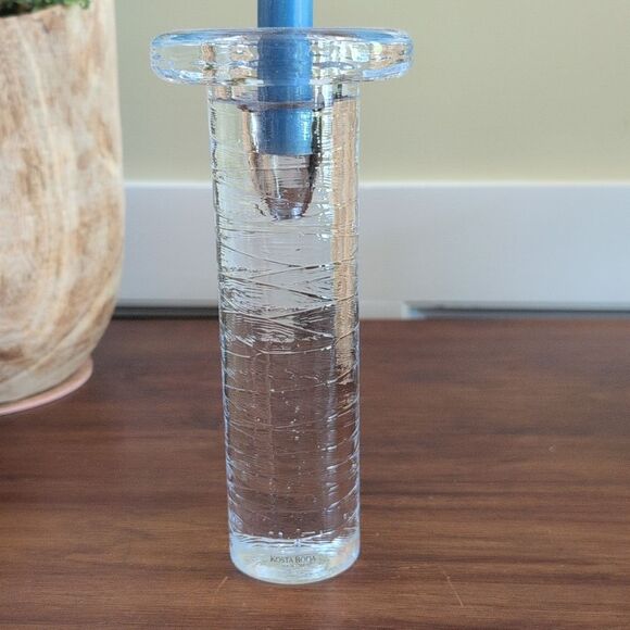 Kosta Boda Textured Crystal Glass Candleholder Modern Sweden Design - Picture 1 of 10